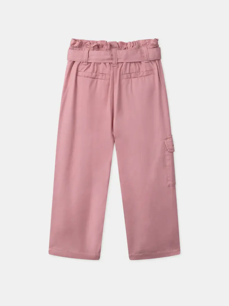 Pantalon wide leg ceinture rose