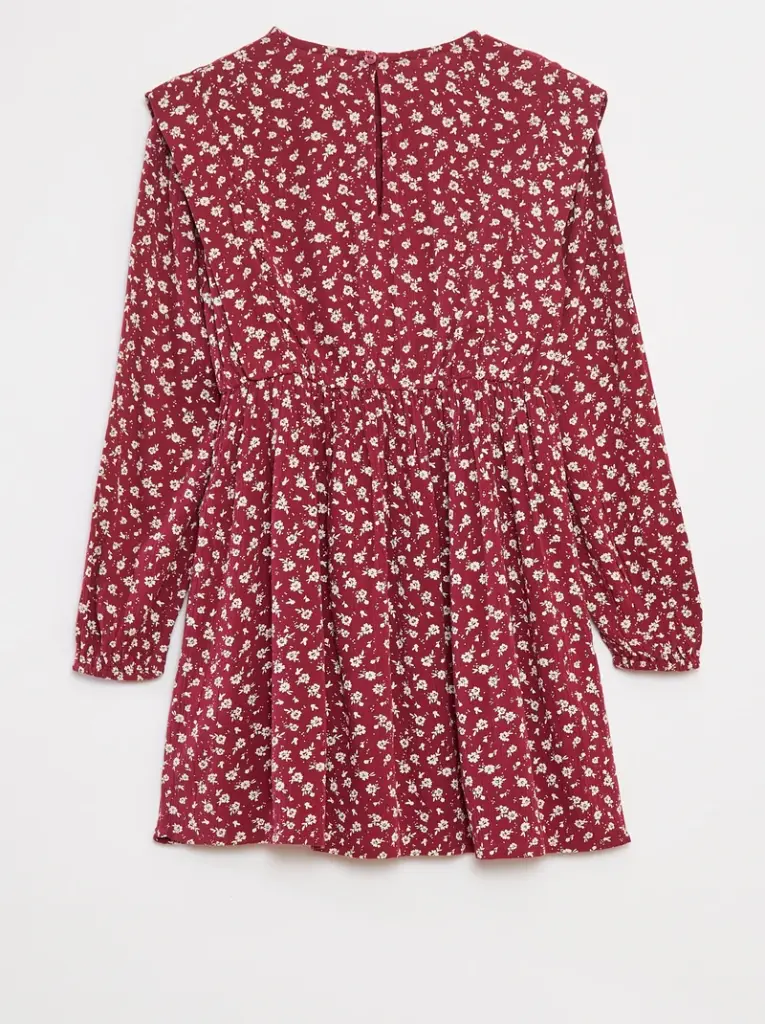 Robe fluide à fleurs en maille crêpe - Rouge