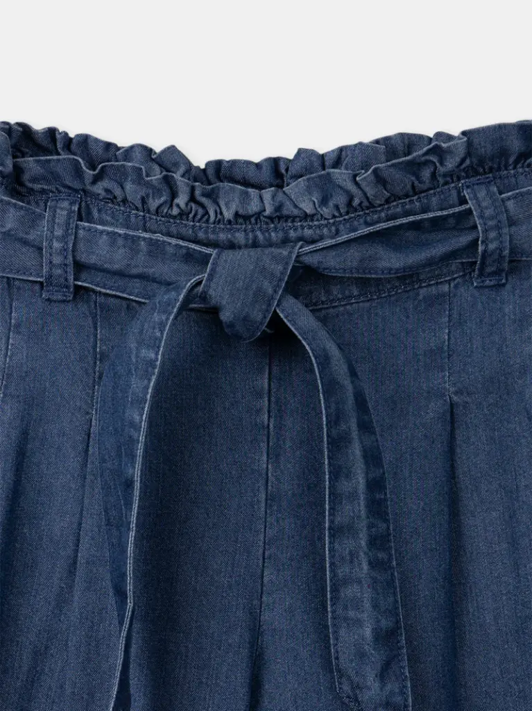 Pantalon wide leg ceinture bleu