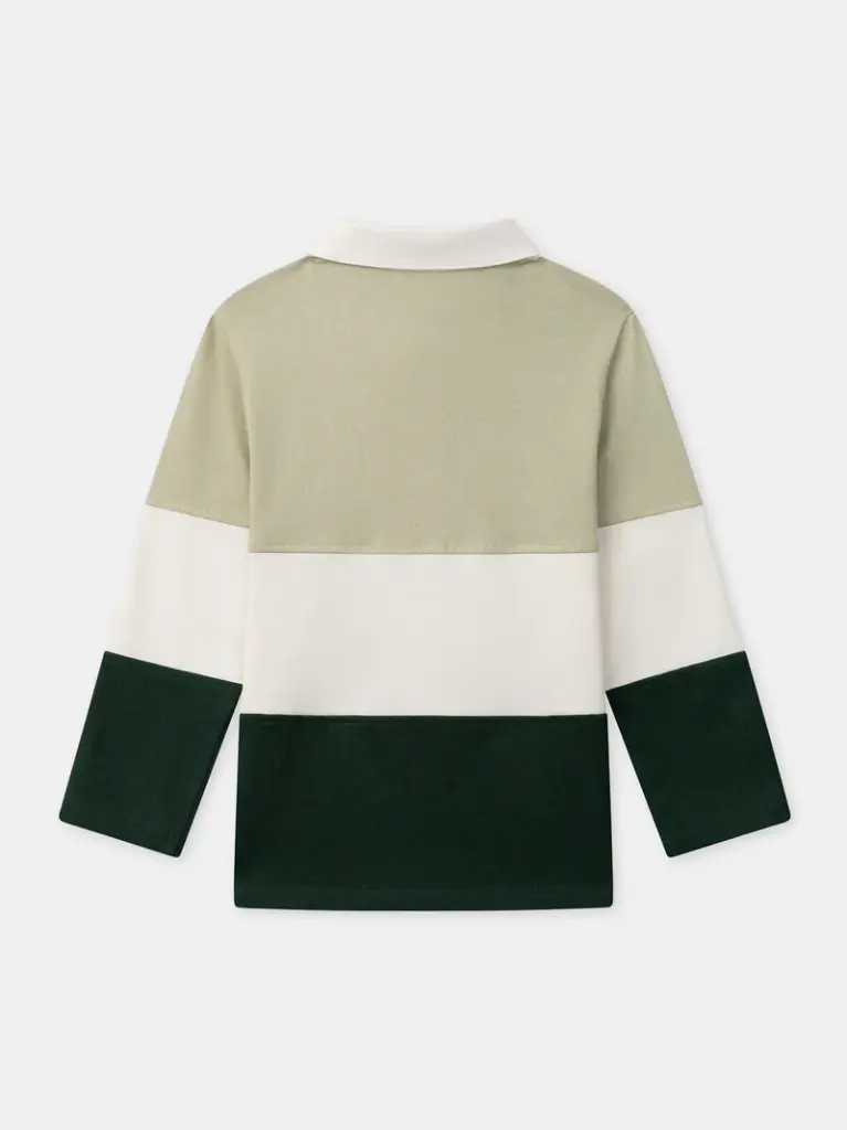 Polo tricolore à manches longues Garçon