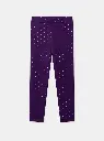 Lot de 2 leggings fourrés violet à pois ou bleu uni Fille 