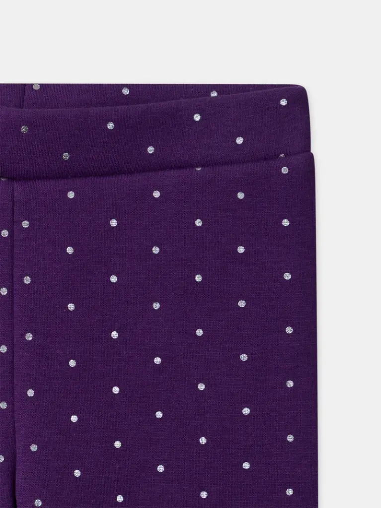 Lot de 2 leggings fourrés violet à pois ou bleu uni Fille 