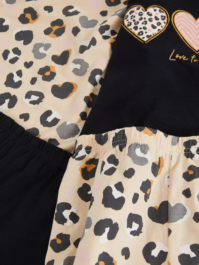 2 pyjamas à imprimé léopard NOIR