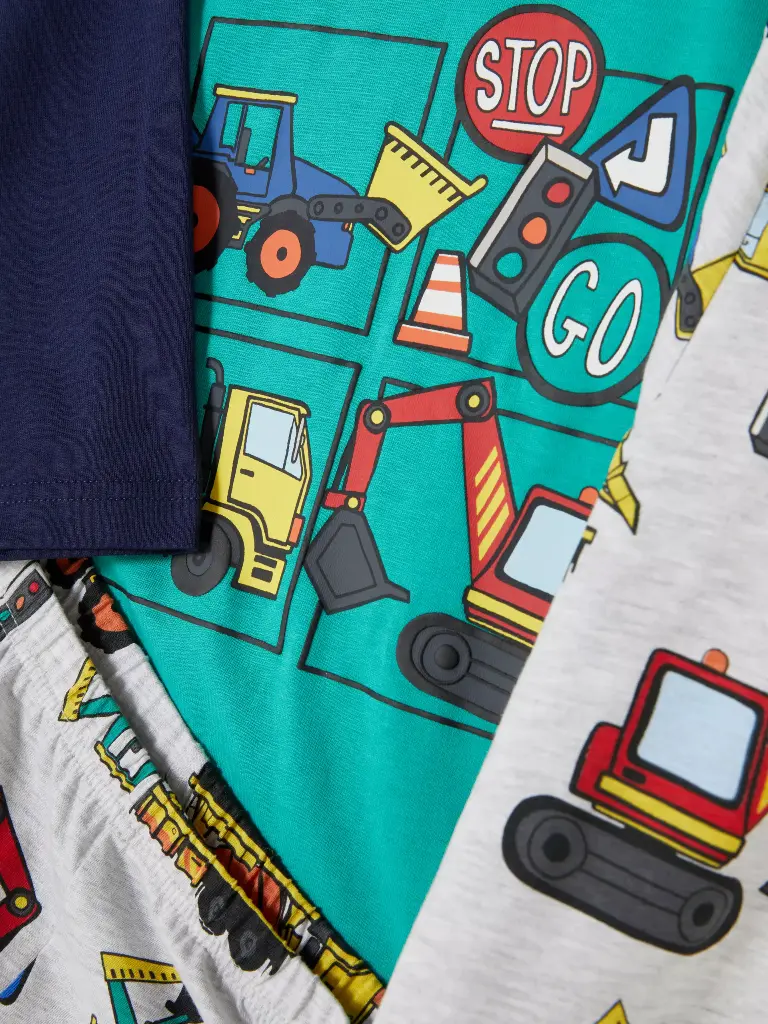 2 pyjamas short à motif pelleteuse VERT