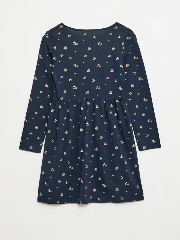 Robe en coton à motif - Bleu
