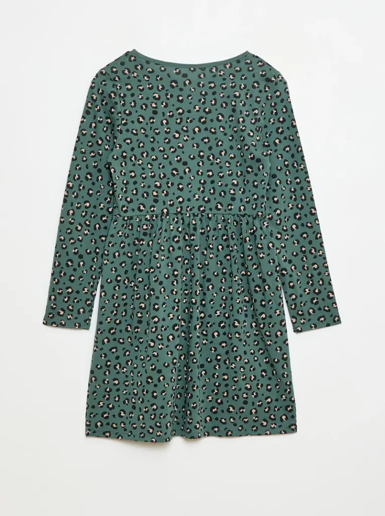 Robe en coton à motif - Vert foncé
