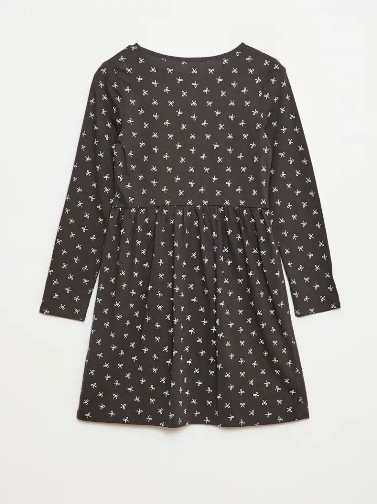 Robe en coton à motif - Gris
