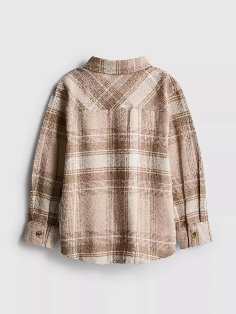 Chemise à carreaux en flanelle Grège