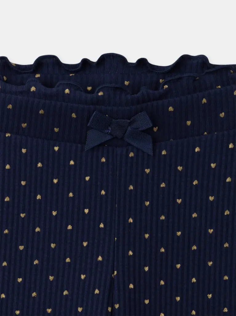 Lot de 2 leggings bleu marine imprimé cœur ou rouge uni Fille