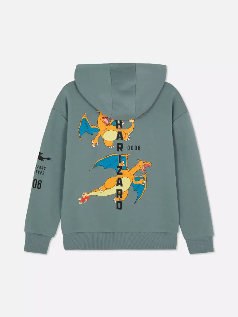 Sweat à capuche et motif Pokémon Dracaufeu Gris