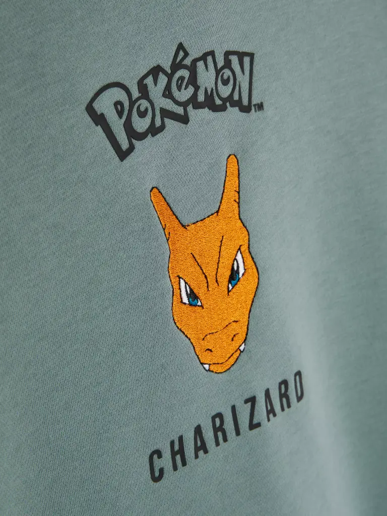Sweat à capuche et motif Pokémon Dracaufeu Gris