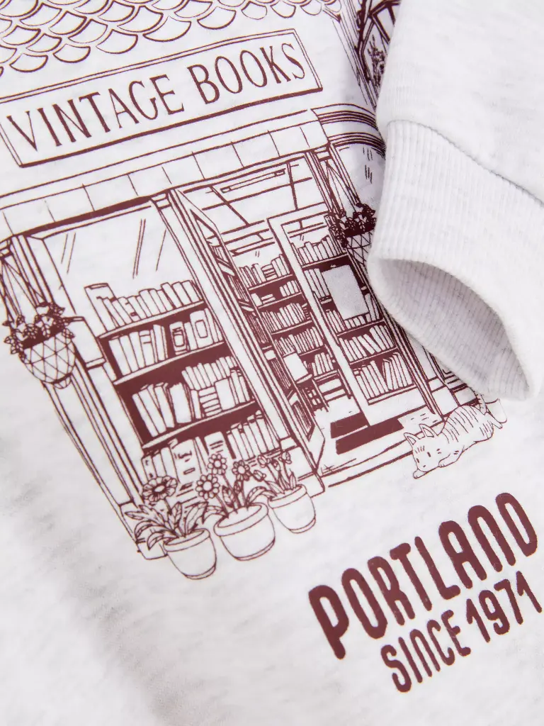 Sweat à capuche imprimé Gris chiné