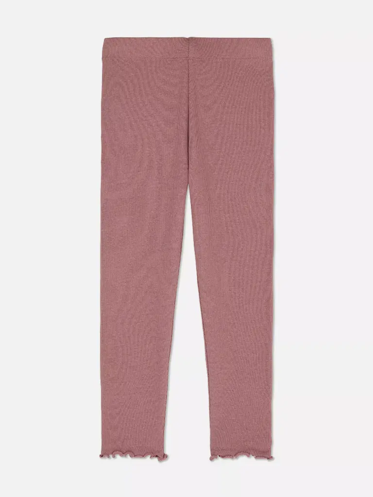  Legging côtelé à ourlets ondulés rose foncé