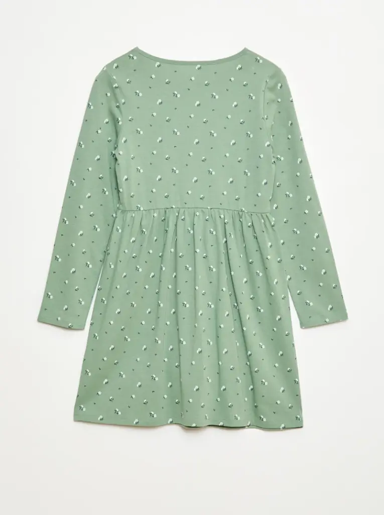 Robe en coton à motif - Vert
