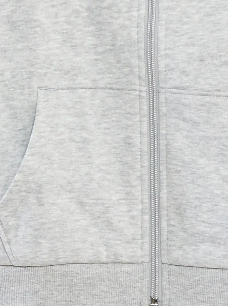 Sweat uni zippé à capuche - Gris
