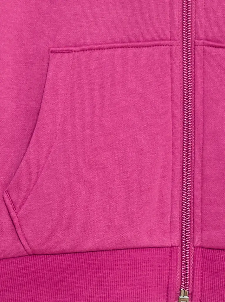 Sweat uni zippé à capuche - Rose

