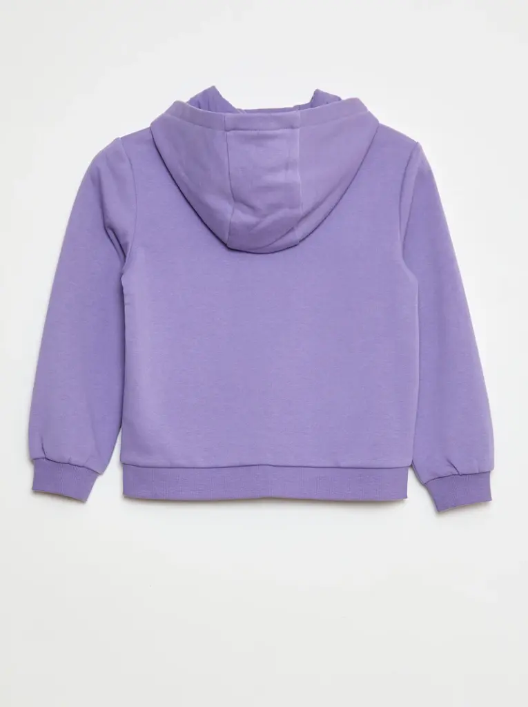 Sweat uni zippé à capuche - Violet
