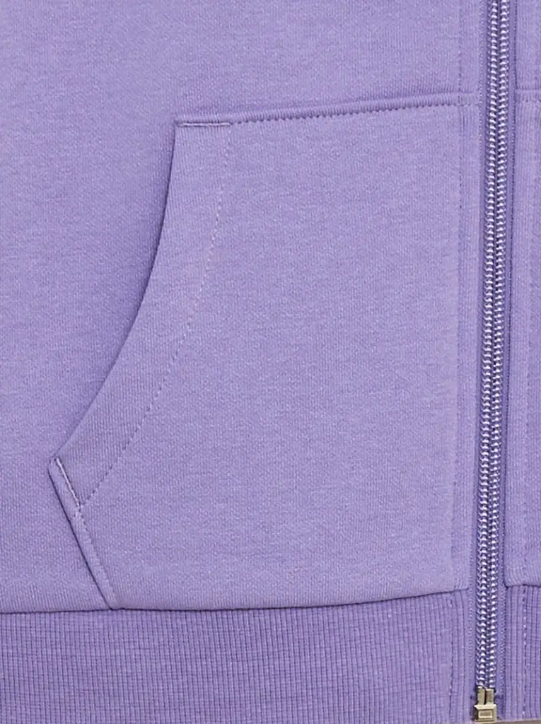 Sweat uni zippé à capuche - Violet
