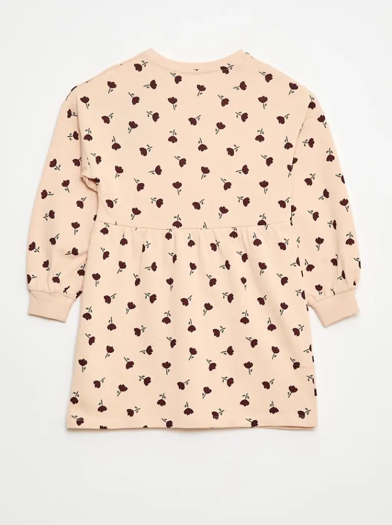 Robe à motif en molleton non-doublé - Rose
