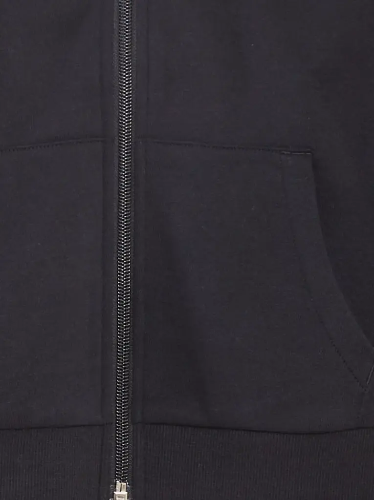 Sweat uni zippé à capuche - noir
