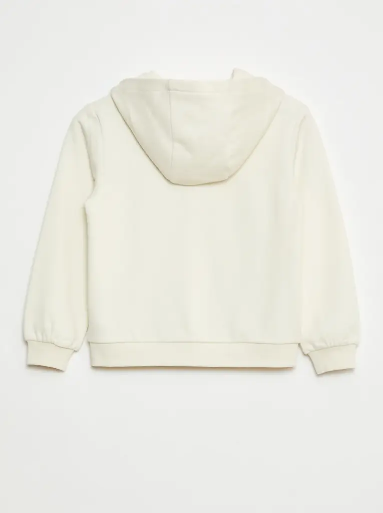 Sweat uni zippé à capuche - beige
