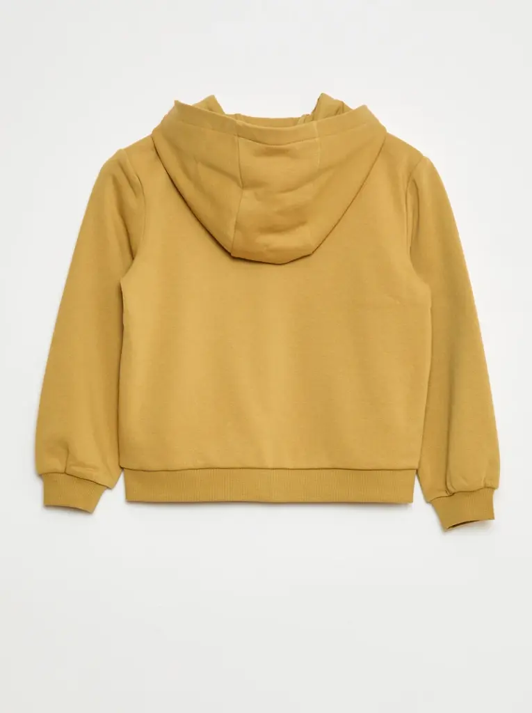 Sweat uni zippé à capuche - Marron
