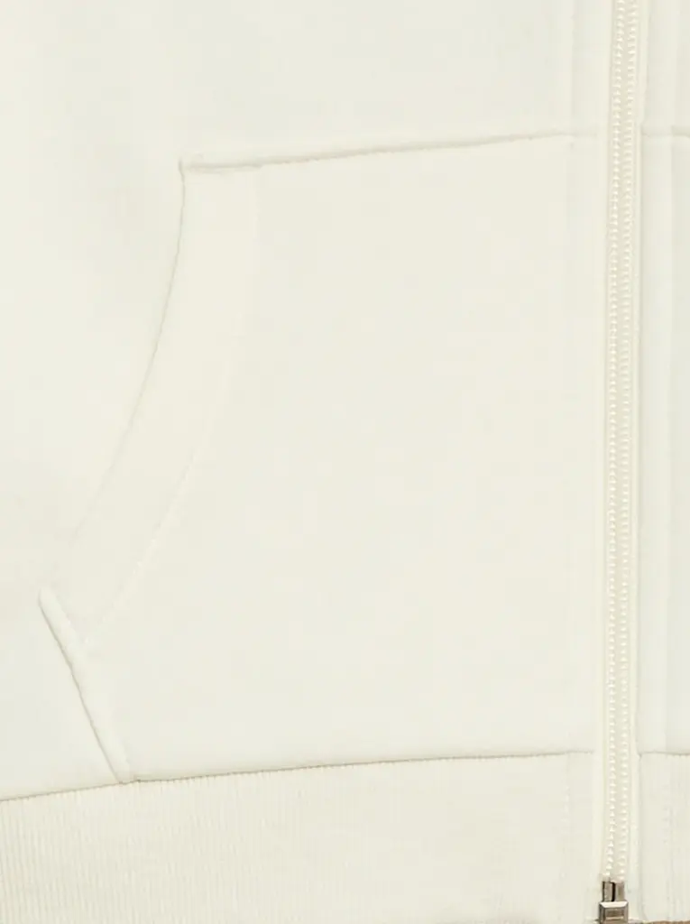 Sweat uni zippé à capuche - beige
