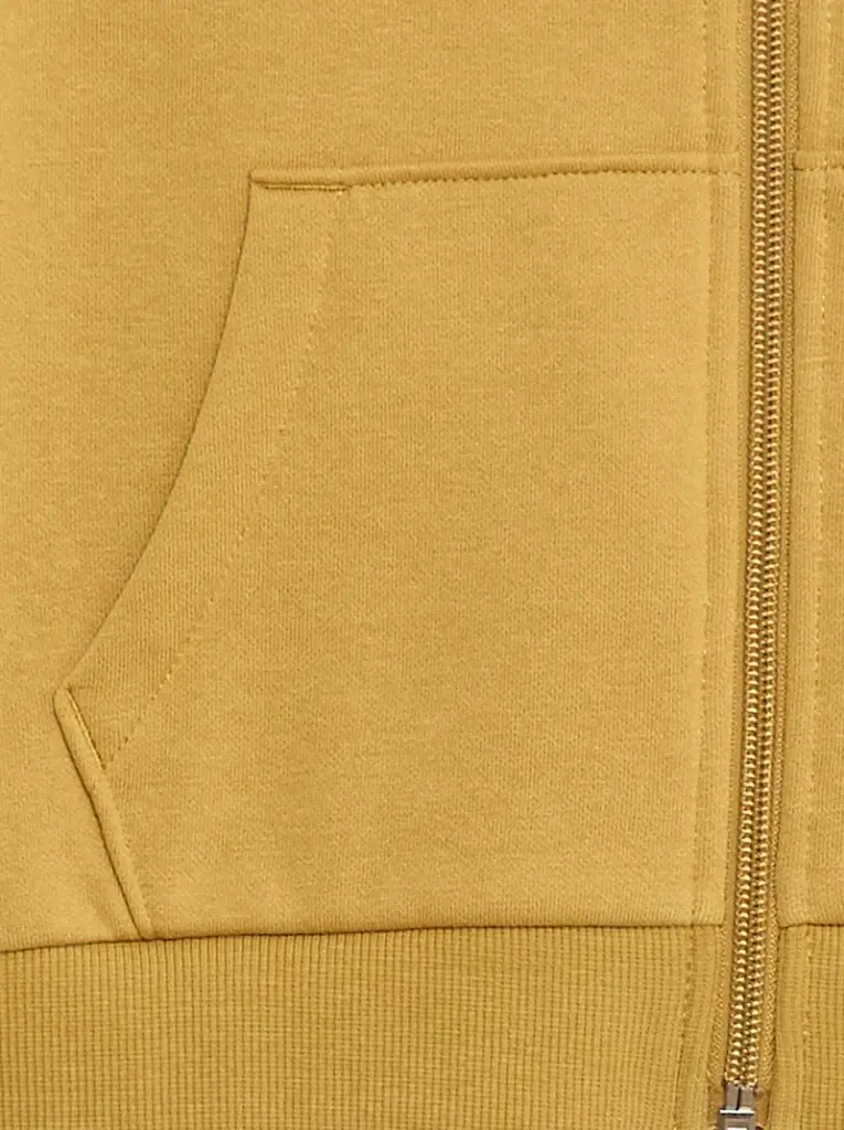 Sweat uni zippé à capuche - Marron
