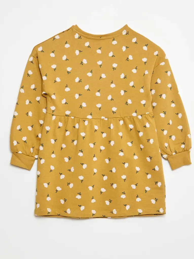 Robe à motif en molleton non-doublé - Jaune
