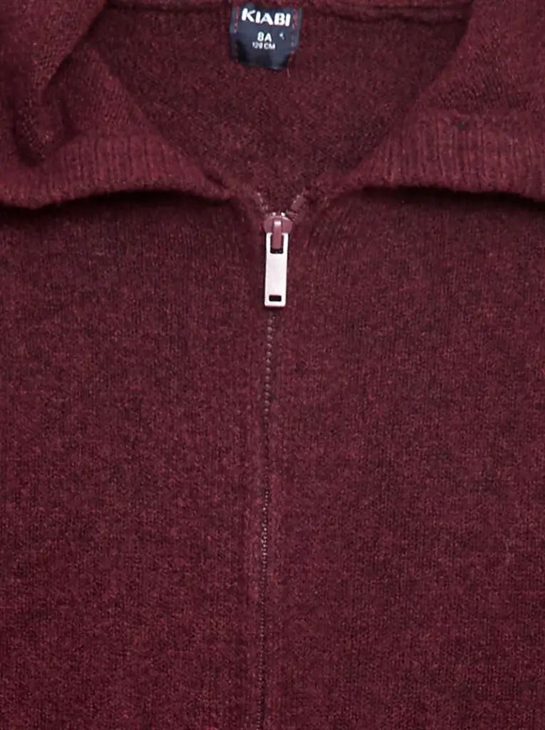 Gilet à capuche en maille chinée - Bordeaux