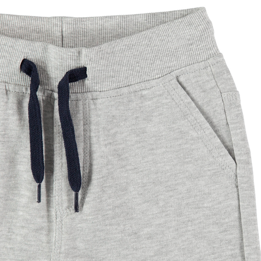 Bermuda en molleton uni à taille élastiquée pour garçon gris chiné