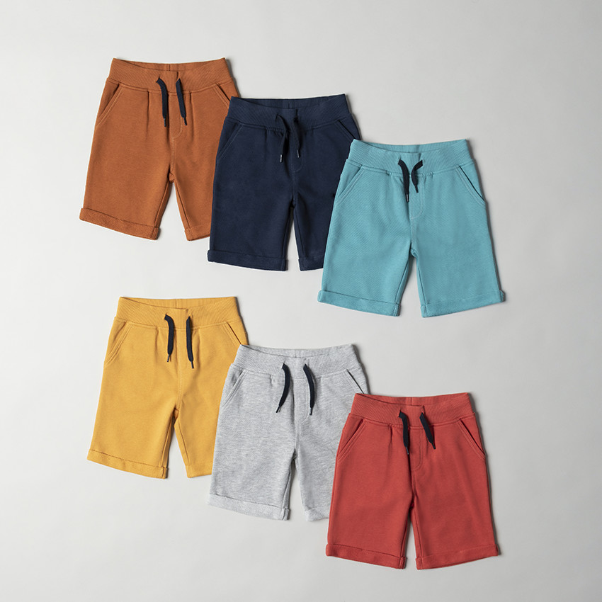 Bermuda en molleton uni à taille élastiquée pour garçon gris chiné