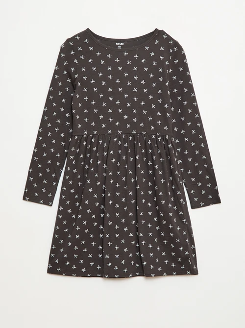 Robe en coton à motif - Gris
