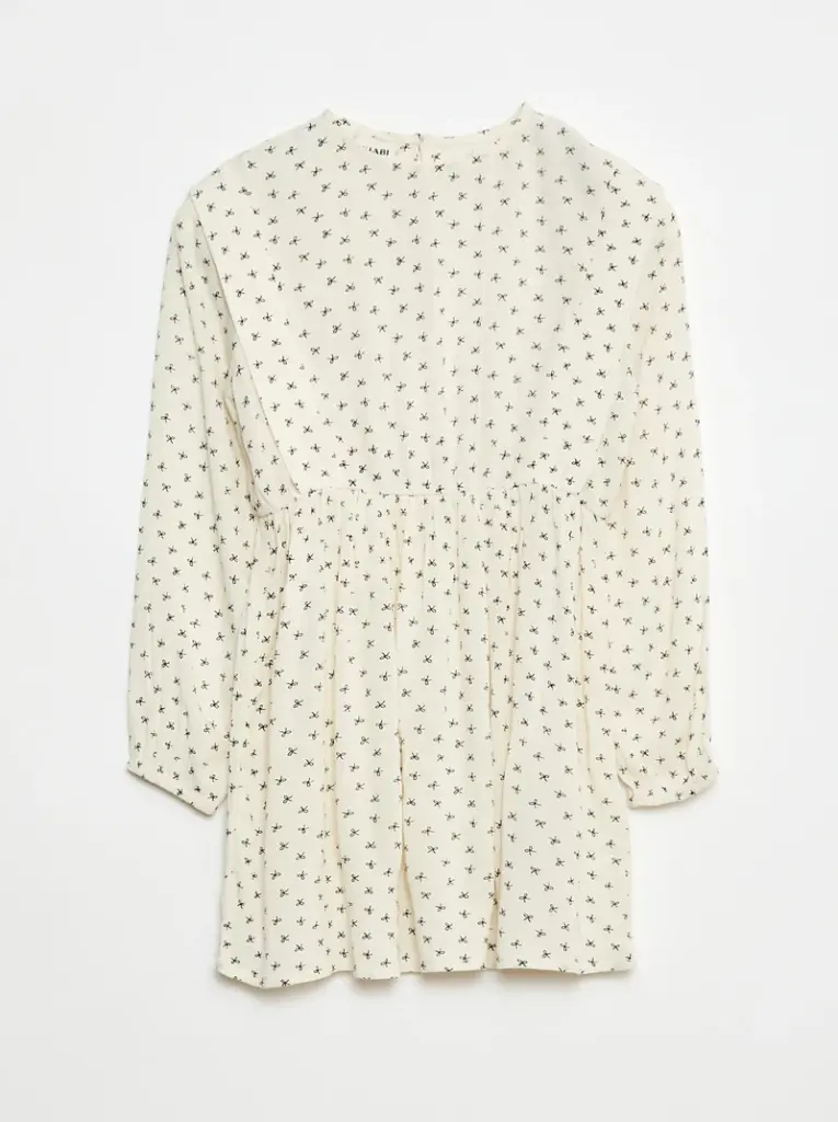 Robe fluide à fleurs en maille crêpe - Beige