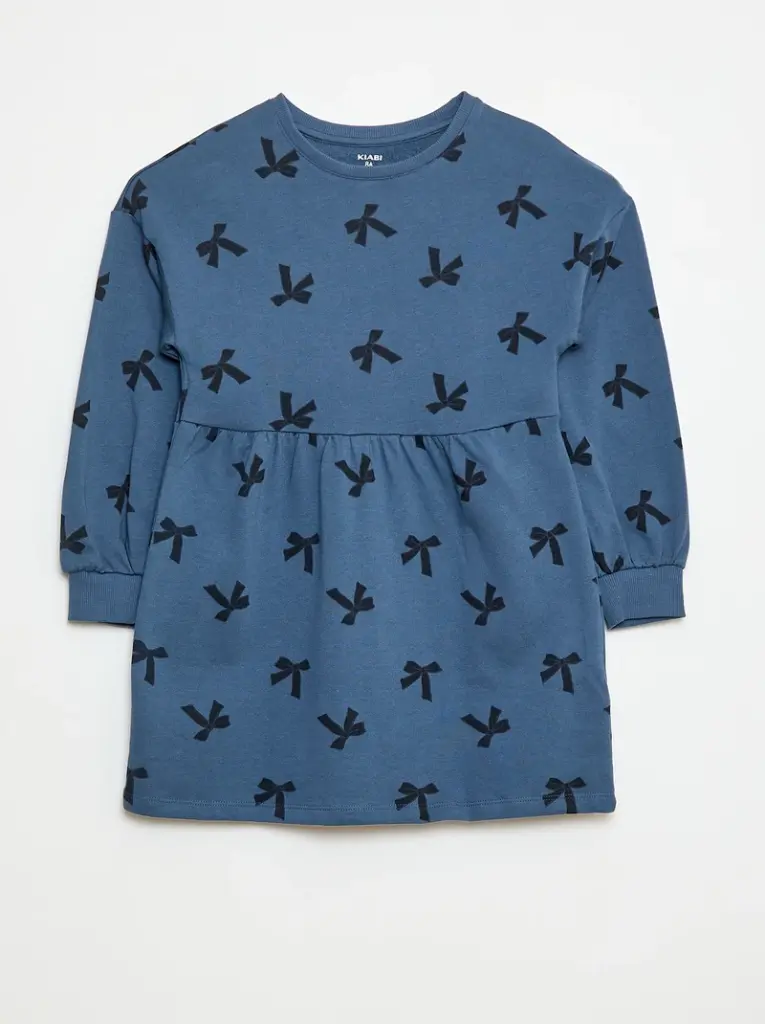 Robe à motif en molleton non-doublé - Bleu
