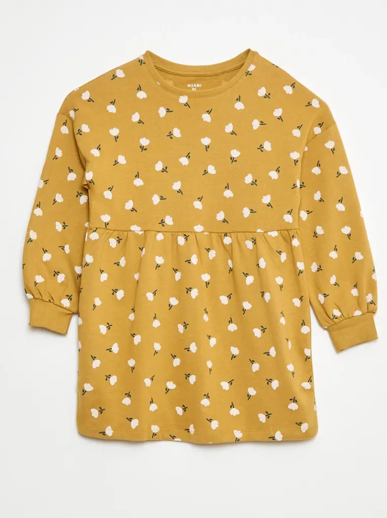 Robe à motif en molleton non-doublé - Jaune
