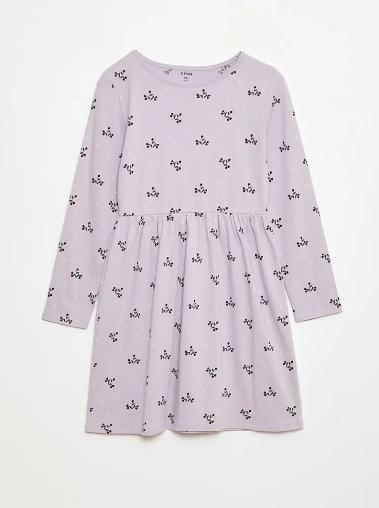 Robe en coton à motif - Violet

