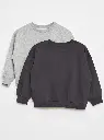 Lot de 2 sweats unis en molleton - Gris
