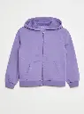 Sweat uni zippé à capuche - Violet
