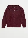 Gilet à capuche en maille chinée - Bordeaux