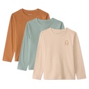 Lot de 3 t-shirts manches longues unis pour garçon beige