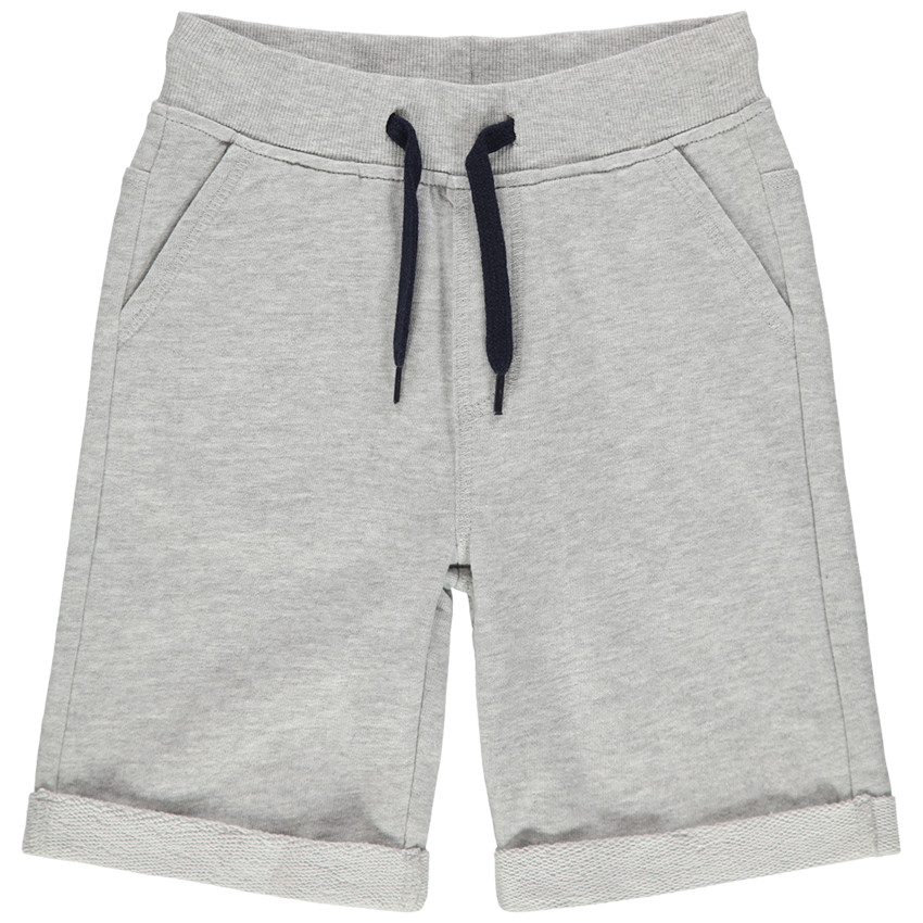 Bermuda en molleton uni à taille élastiquée pour garçon gris chiné