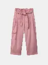 Pantalon wide leg ceinture rose