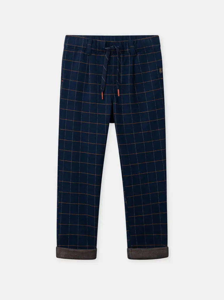 Pantalon bleu foncé à carreaux Garçon