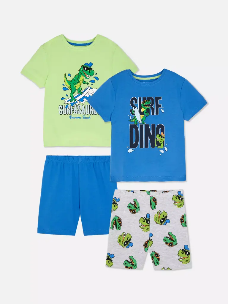 2 pyjamas short à motif dinosaure Vert