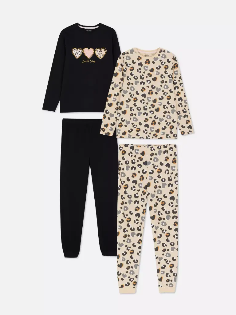 2 pyjamas à imprimé léopard NOIR