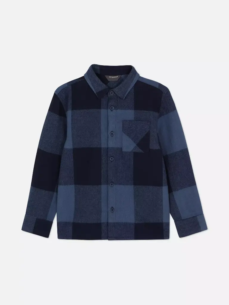 Chemise à carreaux en flanelle Bleu marine