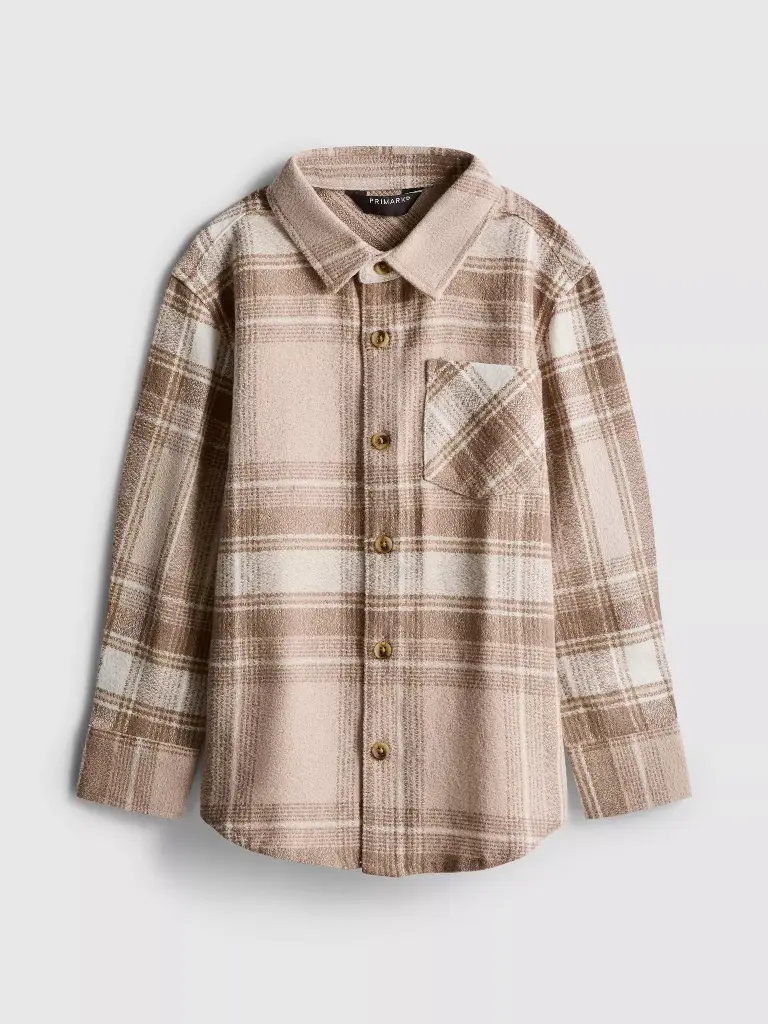 Chemise à carreaux en flanelle Grège