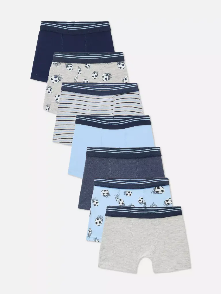 Lot de 7 caleçons à motifs football bleu