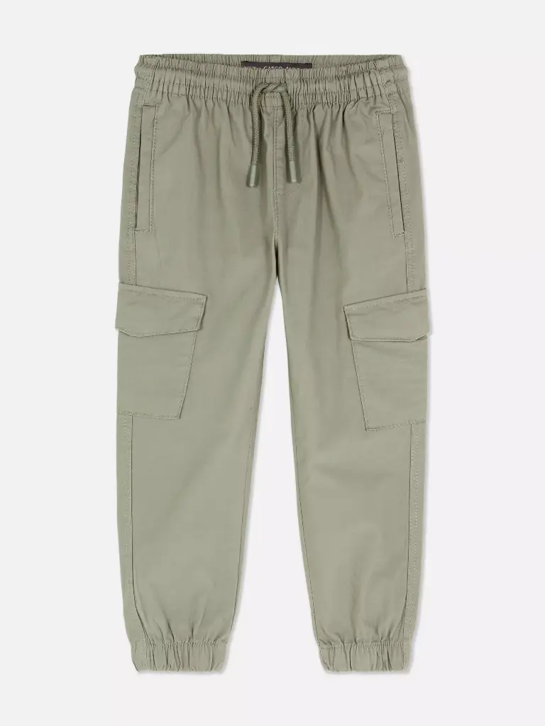 Pantalon cargo à cordon de serrage beige